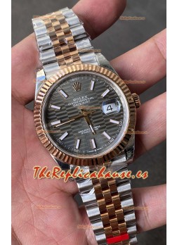 Rolex Datejust Movimiento Cal.3235 Réplica Espejo 1:1 Acero 904L 41MM - Dial Plateado con Motivo Estriado