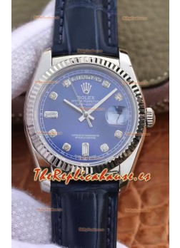 Rolex Day Date Reloj Acero 904L Dial Azul 36MM - Calidad Espejo 1:1