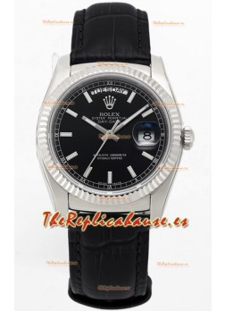 Rolex Day Date 904L Reloj en Caja de Acero Dial Negro 36MM - Calidad Espejo 1:1