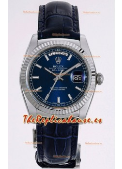 Rolex Day Date Reloj Caja Acero 904L Dial Azul 36MM - Calidad Espejo 1:1