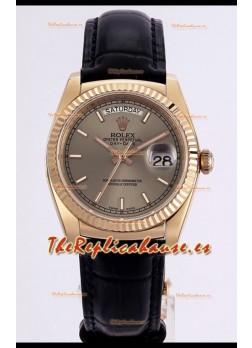 Rolex Day Date Reloj Oro Rosado Caja Acero 904L Dial Dorado 36MM - Calidad Espejo 1:1