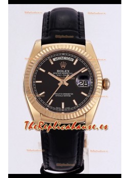 Rolex Day Date Oro Rosado Caja Acero 904L con Dial en Negro 36MM - Calidad Espejo 1:1