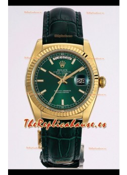 Rolex Day Date Reloj Oro Amarillo Caja Acero 904L Dial Verde 36MM - Calidad Espejo 1:1