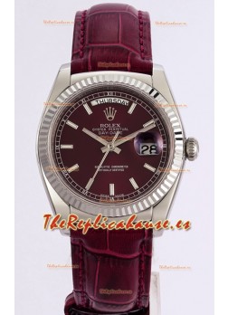 Rolex Day Date Reloj Caja Acero 904L Dial en Rojo 36MM - Calidad Espejo 1:1
