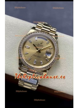 Rolex Day Date 40MM 1:1 Oro Rosado con Dial en Dorado Reloj Réplica Espejo 1:1
