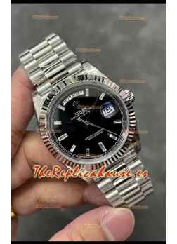 Rolex Day Date Presidential Reloj Acero Inoxidable - Dial Negro 40MM - Calidad Espejo 1:1