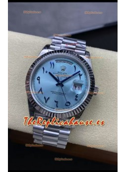 Rolex Day Date Presidential Acero Inoxidable Azul ICE Dial Arab Reloj 40MM - Calidad Espejo 1:1