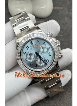 Rolex Cosmograph Daytona Dial Acul ICE Bisel Diamantes Movimiento Movimiento Cal.4130  - Reloj Acero 904L