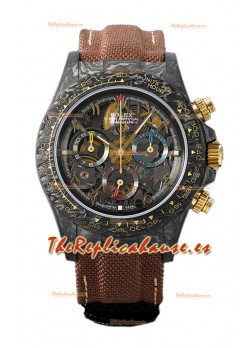 Rolex Daytona DiW Edición Skeleton Carbono - Caja Carbono Forjado Correa Marrón Réplica Espejo 1:1