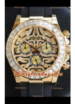 Rolex Cosmograph Daytona Edición "Ojo de Tigre" En Oro Amarillo 904L Reloj Réplica Espejo 1:1