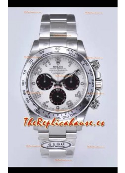 Rolex Cosmograph Daytona Panda M116519 Movimiento Original Cal.4130 - Reloj Acero 904L Dial Blanco