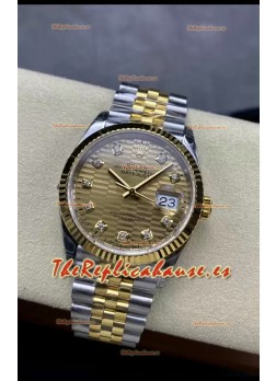 Rolex Datejust Movimiento Cal.3235 Réplica a Espejo 1:1 Acero 904L 36MM - Dial Dorado con Motivo Estriado