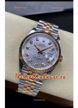 Rolex Datejust Movimiento Cal.3235 Réplica a Espejo 1:1 Acero 904L 36MM - Dial Gris con Motivo Estriado