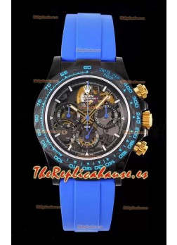 Rolex Daytona Azul Blaken Reloj Réplica Suizo a Espejo 1:1 Dial Skeleton Movimiento Cal.4130