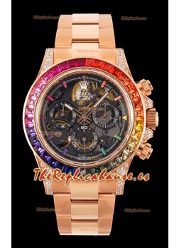 Rolex Daytona Dorado Blaken Reloj Réplica Suizo a Espejo 1:1 Dial Skeleton Movimiento Cal.4130