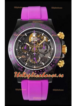 Rolex Daytona Rosado Blaken Reloj Réplica Suizo a Espejo 1:1 Dial Skeleton Movimiento Cal.4130
