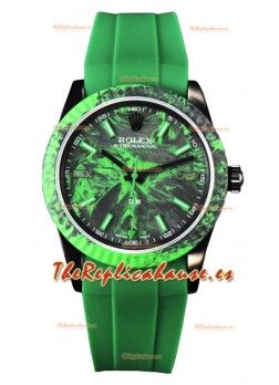 Rolex Milgauss DiW Reloj Caja Carbón Verde - Movimiento Automático ETA2836 en Correa Verde