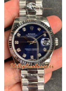Rolex Datejust 31MM Movimiento ETA-2671 Reloj Réplica Suizo en Acero 904L Dial Azul 