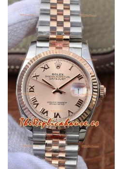 Rolex Datejust 36MM Movimiento ETA-3135 Reloj Réplica Suizo en Acero 904L en Dos Tonos Dial Champange