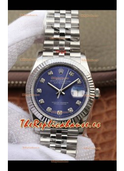 Rolex Datejust 36MM Movimiento ETA-3135 Réplica Suiza en Acero 904L en Dial Azul 