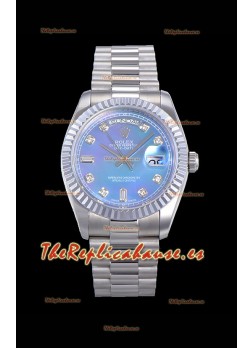 Rolex Day Date Watch en Dial Azul con Numerales de Hora Diamantes Movimiento ETA - Acero 904L