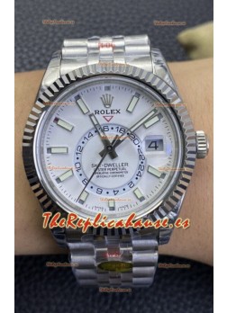 Rolex Sky-Dweller REF# M326934 Dial Blanco Reloj en Caja de Acero 904L Réplica a Espejo 1:1