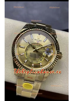 Rolex Sky-Dweller Oro Amarillo Oyster 42MM Reloj Réplica a Espejo 1:1