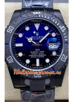 Rolex Submariner DiW Edición Especial Reloj con Revestimiento DLC Bisel de Carbono Dial Azul