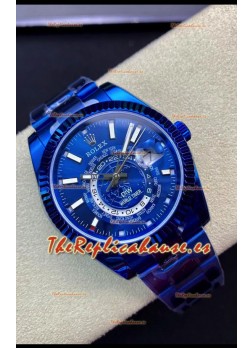 Rolex SkyDweller Reloj Suizo Caja Revestida en PVD Azul - Dial Azul Edición DIW