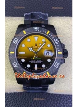 Rolex Submariner Reloj Edición Especial DiW con Revestimiento DLC Bisel Carbono Dial Amarillo