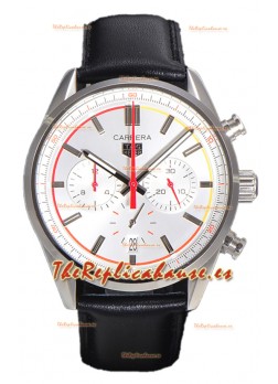 Tag Heuer Carrera Chronosprint X Reloj Réplica Cuarzo Suizo Dial Blanco Correa Piel