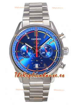 Tag Heuer Carrera Chronograph 42 Reloj Réplica Cuarzo Suizo Dial Azul Steel Strap 