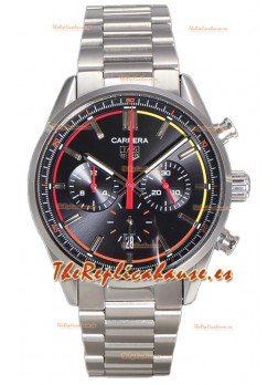 Tag Heuer Carrera Chronograph 42 Reloj Réplica Cuarzo Suizo Dial NegroSteel Strap 