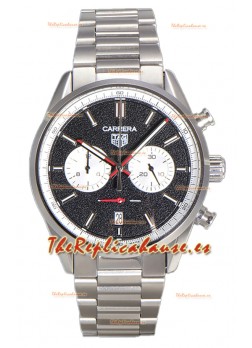 Tag Heuer Carrera Cronógrafo 43 Reloj Réplica Cuarzo Suizo Dial Negro Correa Acero