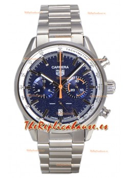Tag Heuer Carrera Cronógrafo 43 Reloj Réplica Cuarzo Suizo Dial Azul Correa Acero