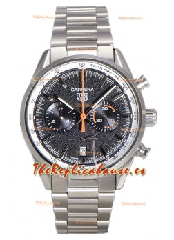 Tag Heuer Carrera Cronógrafo 43 Reloj Réplica Cuarzo Suizo Dial Gris Correa Acero 
