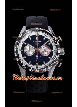 Tag Heuer Carrera Reloj Réplica Movimiento de Cuarzo Suizo Dial Negro - Correa de Goma Negra