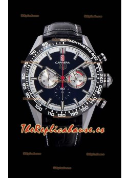 Tag Heuer Carrera Reloj Réplica Movimiento de Cuarzo Suizo Dial Negro - Correa de Piel Negra