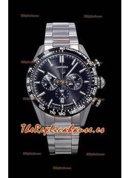 Tag Heuer Carrera Movimiento Cuarzo Suizo Reloj Réplica Dial Negro - Correa de Acero Inoxidable