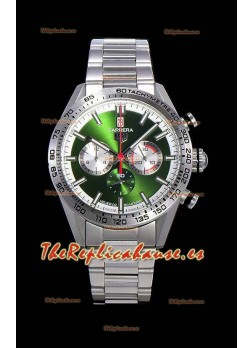 Tag Heuer Carrera Movimiento Cuarzo Suizo Reloj Réplica Dial Verde - Correa de Acero Inoxidable
