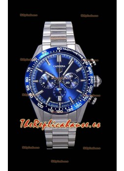 Tag Heuer Carrera Movimiento Cuarzo Suizo Reloj Réplica Dial Azul - Correa de Acero Inoxidable