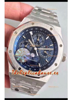 Audemars Piguet Royal Oak Calendario Perpetuo Reloj Réplica Suizo Caja de Acero y Dial Azul