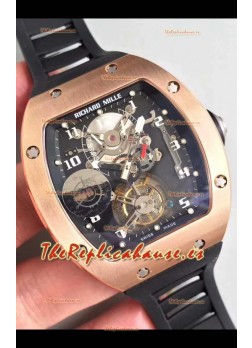 Richard Mille RM001 Genuino Tourbillon Reloj Réplica Suizo Caja en Oro Rosado