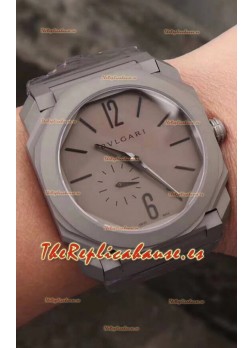 Bvlgari Octo Edición Finissmo Reloj Réplica a espejo 1:1 Caja y Correa de Cerámica Arenosa/Arenada
