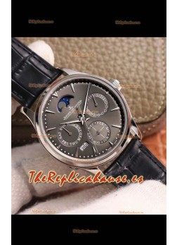 Jaeger LeCoultre Master Ultra Fino Calendario Perpetual Reloj Réplica Suizo en Dial Gris