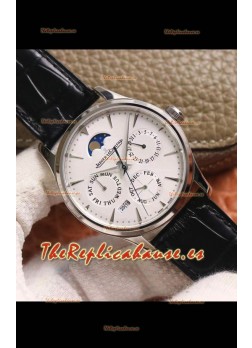 Jaeger LeCoultre Master Ultra Fino Calendario Perpetual Reloj Réplica Suizo en Dial Blanco
