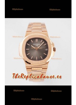 Patek Philippe Nautilus 5711/1R-001 Reloj Réplica a Espejo 1:1 En Acero 904L Oro Rosado Dial Marrón