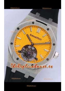 Audemars Piguet Royal Oak Tourbillon Dial Amarillo 41mm en Caja de Acero 904L Correa de Goma
