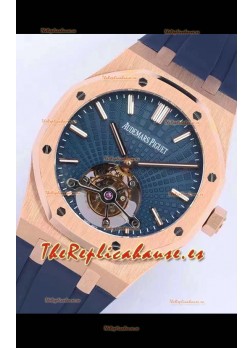 Audemars Piguet Royal Oak Tourbillon Dial Azul 41mm en Caja de Oro Rosado Correa de Goma