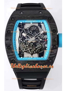 Richard Mille RM055 Caja de Carbono Forjado Reloj Réplica a espejo 1:1 Correa Negra